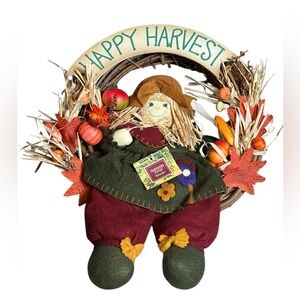 Autumn Fest Harvest Wreath with Scarecrow, Pumpkins & Fall Decor